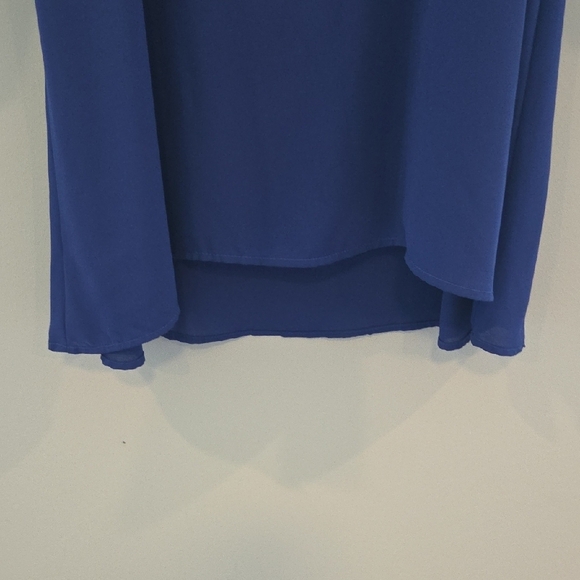 Mittoshop Blue High Low Dress With Cutout Long Sleeve Cold Shoulder Size Small - Picture 6 of 14